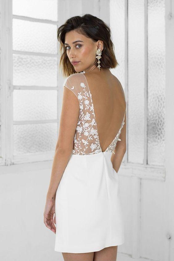 Vestido de fiesta de encaje perfecto corto para damas de honor o regreso a casa