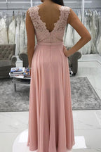 Chiffon-Abendkleid in A-Linie mit Applikationen und Perlenverzierungen