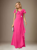 Vestido de gasa fruncido con escote en V y corte A de Stormy 