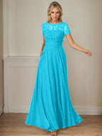 Dunkelblaues A-Linien-Pailletten-Chiffonkleid mit U-Boot-Ausschnitt 