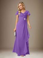 Vestido de gasa fruncido con escote en V y corte A de Stormy 