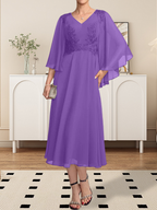 Vestido de gasa con encaje y escote en V, largo hasta la rodilla, para madre de la novia, con lentejuelas y abalorios