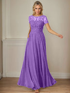 Dunkelblaues A-Linien-Pailletten-Chiffonkleid mit U-Boot-Ausschnitt 