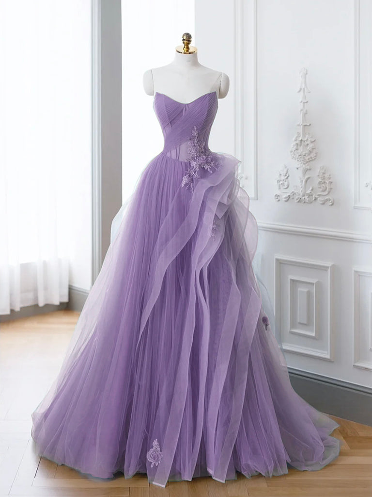 Langes, schulterfreies A-Linien-Abendkleid aus Spitze