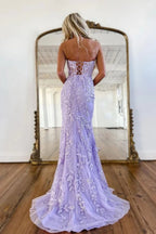 Mermaid Sweetheart Neck Long Prom Dresses With Lace Appliques