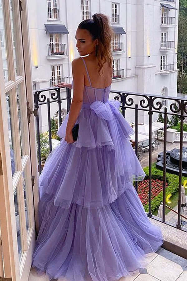 Vestidos de Noche Largos de Fiesta con Capas de Tul, Escote Corazón y Corte A