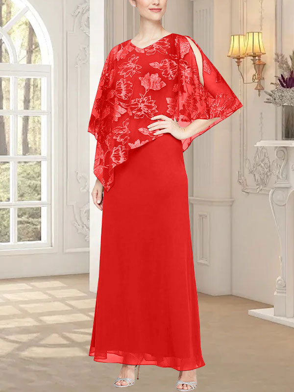 Langes Glitzer-Mesh-Kleid mit neuartigem asymmetrischem Überwurf-Oberteil 