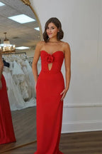 Satin Mermaid Strapless Sweetheart Long Prom Dress Evening Dress