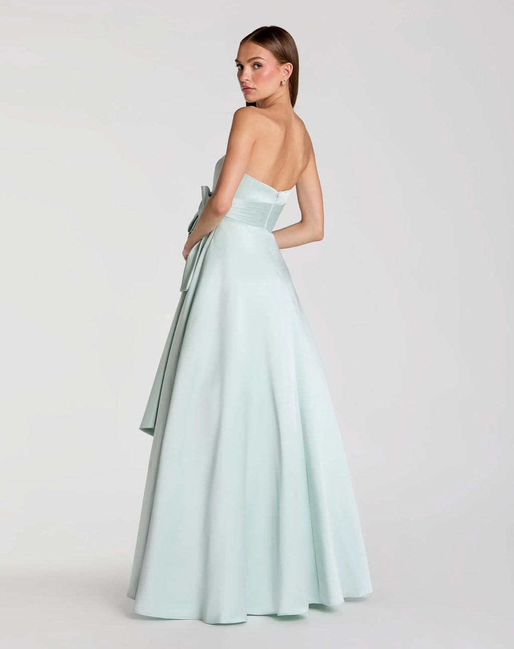 Romantic A-Line Strapless Sleeveless Bow-Waist Prom Dress