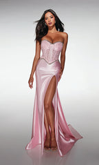 Vestido de Noche Romántico de Sirena sin Tirantes con Corsé de Encaje y Cola Desmontable: Vestido de Fiesta
