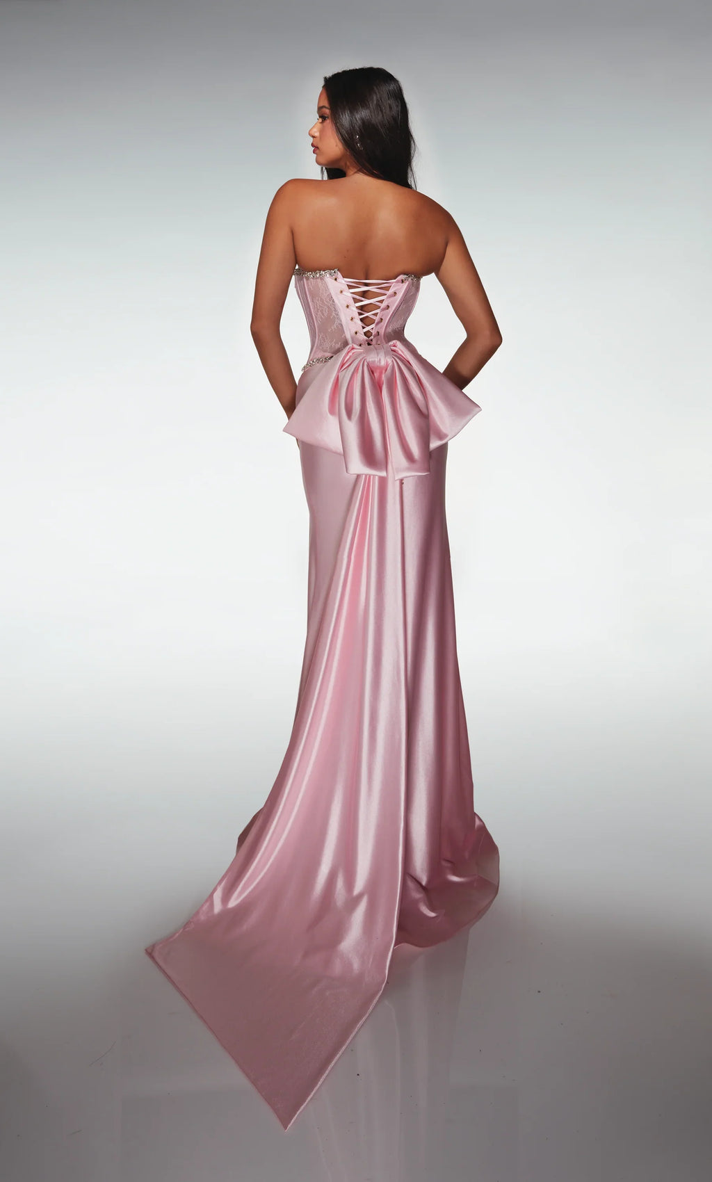 Vestido de Noche Romántico de Sirena sin Tirantes con Corsé de Encaje y Cola Desmontable: Vestido de Fiesta