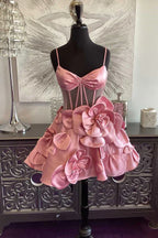 Korsett-Heimkehrkleid mit Rosettenriemen Kurzes Ballkleid