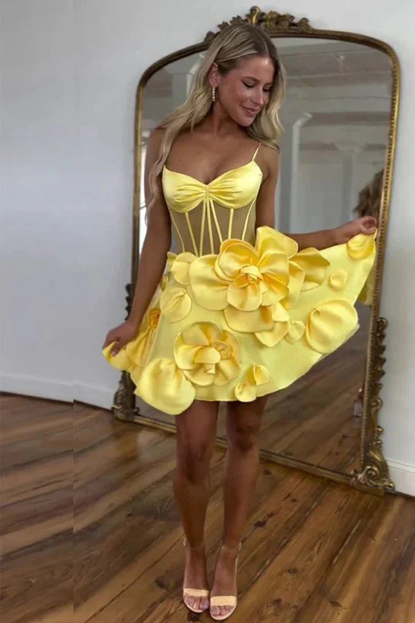 Korsett-Heimkehrkleid mit Rosettenriemen Kurzes Ballkleid