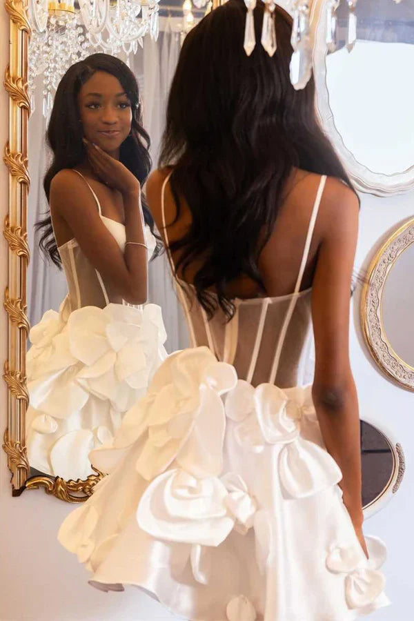 Korsett-Heimkehrkleid mit Rosettenriemen Kurzes Ballkleid