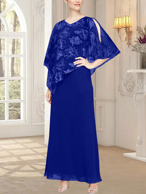 Langes Glitzer-Mesh-Kleid mit neuartigem asymmetrischem Überwurf-Oberteil 