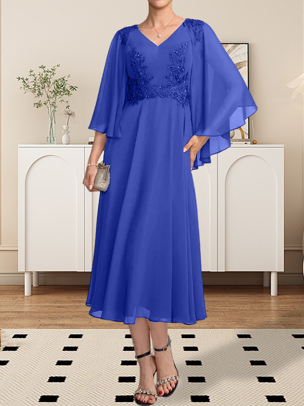 Vestido de gasa con encaje y escote en V, largo hasta la rodilla, para madre de la novia, con lentejuelas y abalorios