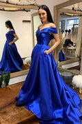 A-Linie Off-Shoulder-Ballkleider, Abendkleider mit Schleppe