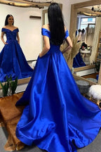 A-Linie Off-Shoulder-Ballkleider, Abendkleider mit Schleppe