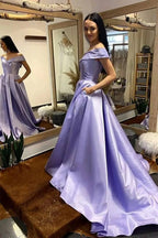 A-Linie Off-Shoulder-Ballkleider, Abendkleider mit Schleppe