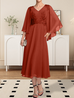 Vestido de gasa con encaje y escote en V, largo hasta la rodilla, para madre de la novia, con lentejuelas y abalorios