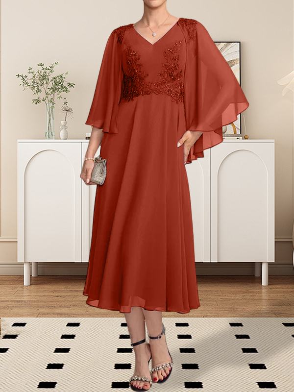 Vestido de gasa con encaje y escote en V, largo hasta la rodilla, para madre de la novia, con lentejuelas y abalorios