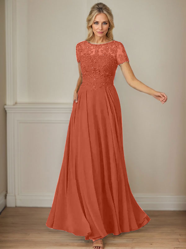 Dunkelblaues A-Linien-Pailletten-Chiffonkleid mit U-Boot-Ausschnitt 