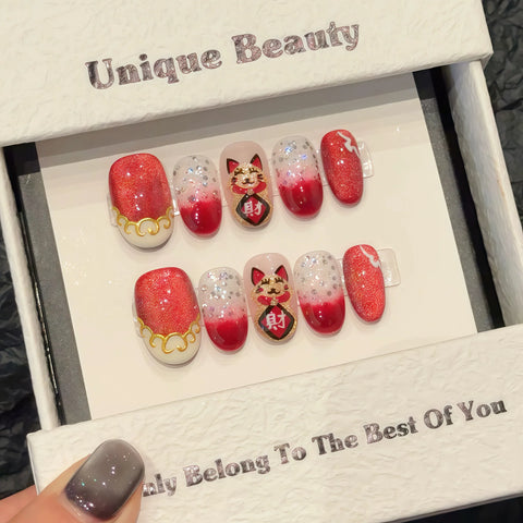 10 Stück Blush Pink Fake Nail Patches Handgemachte Perle Liebe Herz Press On Nails Planet Cross Designs Abnehmbare Mandel 