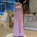 Elegantes salbeigrünes A-Linien-Abendkleid aus Chiffon LA73073 