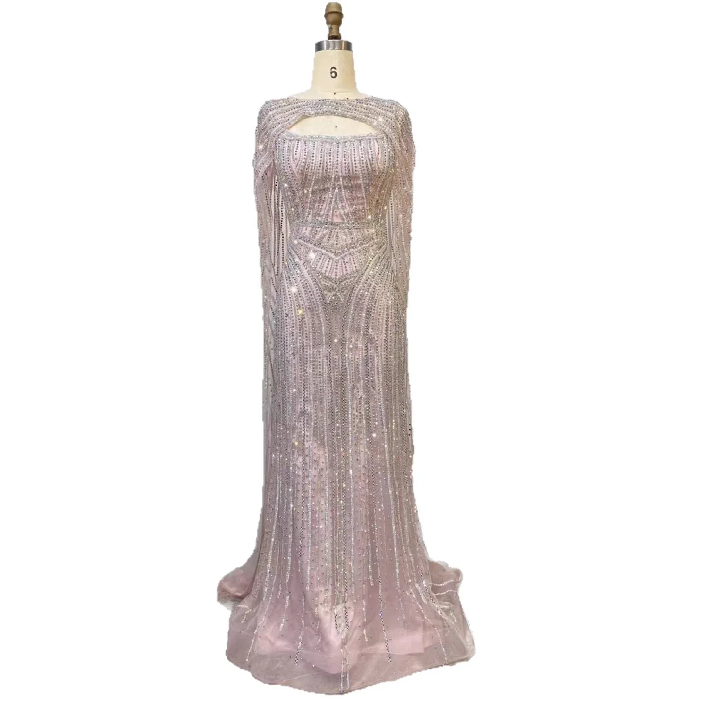 Luxuriöses blaues Diamant-Abendkleid mit Cape LA73426