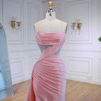 Elegante vestido de fiesta rosa brillante con abertura LA72997
