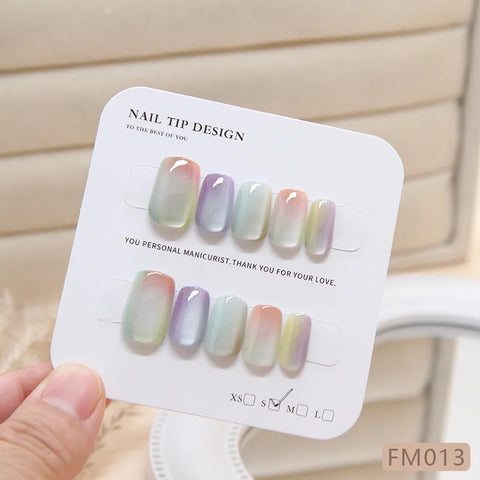 10 piezas de parches para uñas de ojo de gato multicolor elegantes y a la moda para mujer, parches para uñas desmontables, parches para uñas teñidas, parches transparentes para uñas. 