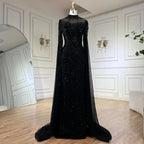 Luxuriöses, nudefarbenes Meerjungfrauen-Abendkleid mit Cape-Ärmeln LA71885A 