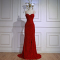 Elegantes rotes Ballkleid mit Schlitz LA72998