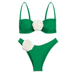 3D Floral Halter Bikini Set