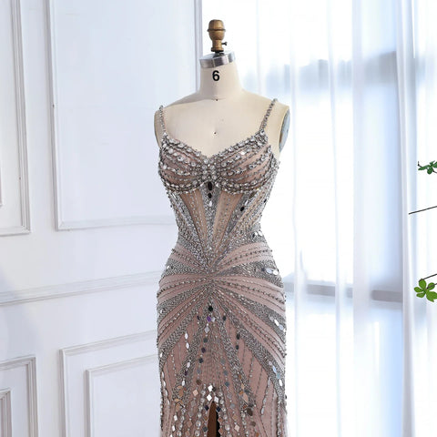 Luxury Nude Corset Beaded Mermaid Prom Dress LA72803A