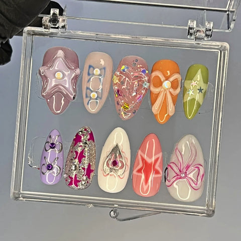 3D PentagramCarefully designed pure handmade press-on gel nails