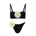 3D Floral Halter Bikini Set