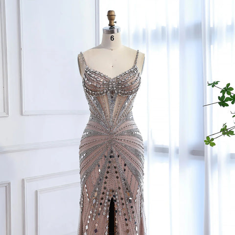 Luxury Nude Corset Beaded Mermaid Prom Dress LA72803A