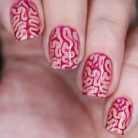 24 uñas postizas con diseño de colon sangriento de terror, elementos de Halloween, uñas postizas cortas de cabeza cuadrada para chicas geniales, arte de salón. 