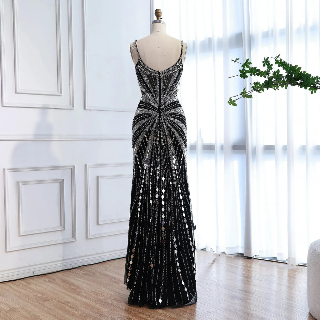 Luxuriöses, nudefarbenes Meerjungfrauen-Abendkleid mit Korsett und Perlenbesatz LA72803A