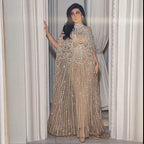 Luxuriöses champagnerfarbenes Kaftan-Abendkleid, Hochzeitskleid LA72945 