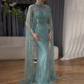 Luxuriöses arabisches Meerjungfrauen-Abendkleid in Nude mit Cape aus Dubai LA71885B 