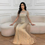 Luxuriöses blaues Diamant-Abendkleid mit Cape LA73426