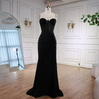 Black Beaded Classy Prom Dress with Spaghetti Straps