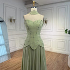 Elegantes salbeigrünes A-Linien-Abendkleid aus Chiffon LA73073 