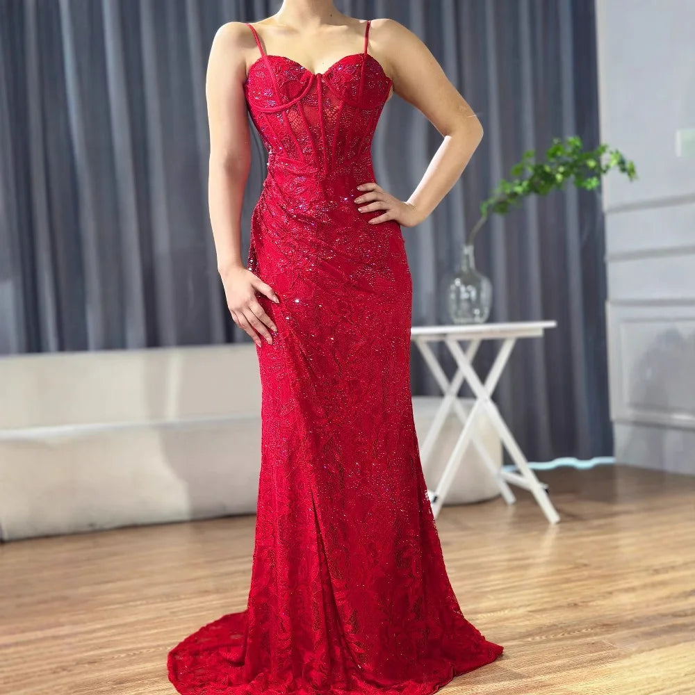 Elegantes rotes Ballkleid mit Schlitz LA72998