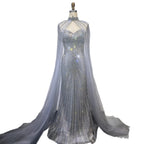 Luxuriöses, nudefarbenes Meerjungfrauen-Abendkleid mit Cape-Ärmeln LA73118
