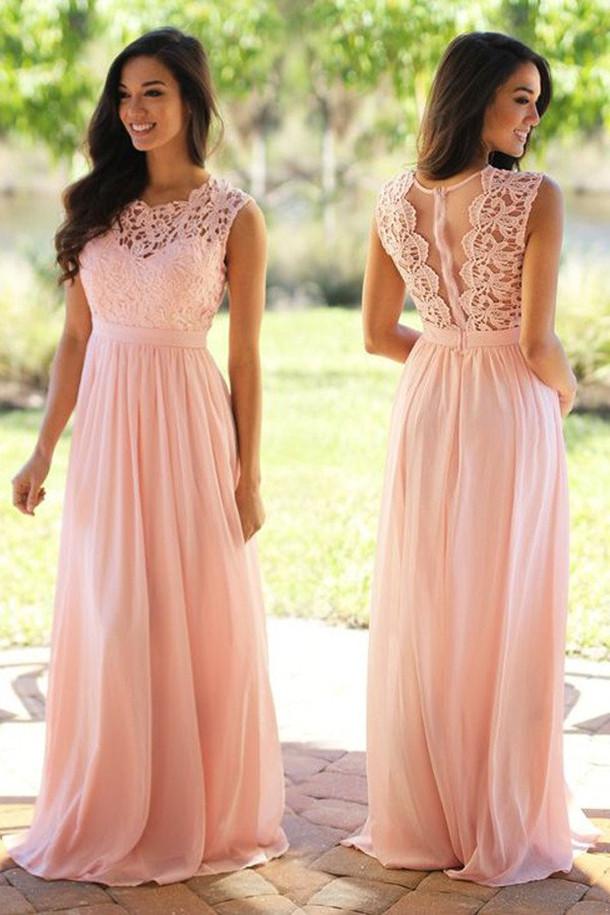 Chiffon bodenlang Spitze ärmellose Abendkleider lange Ballkleider