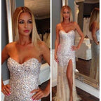 New Arrival Sexy Sweetheart Side Slit Long Beading Prom Dresses
