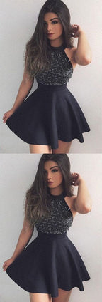 Vestido de fiesta corto de corte A con cuentas, vestidos de graduación de moda